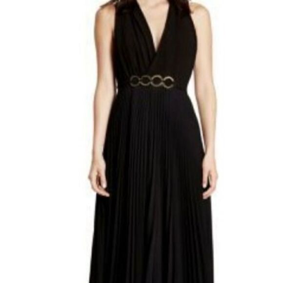 Halston Heritage Black Pleated Skirt Evening Gown NWT size 8 - Picture 1 of 16